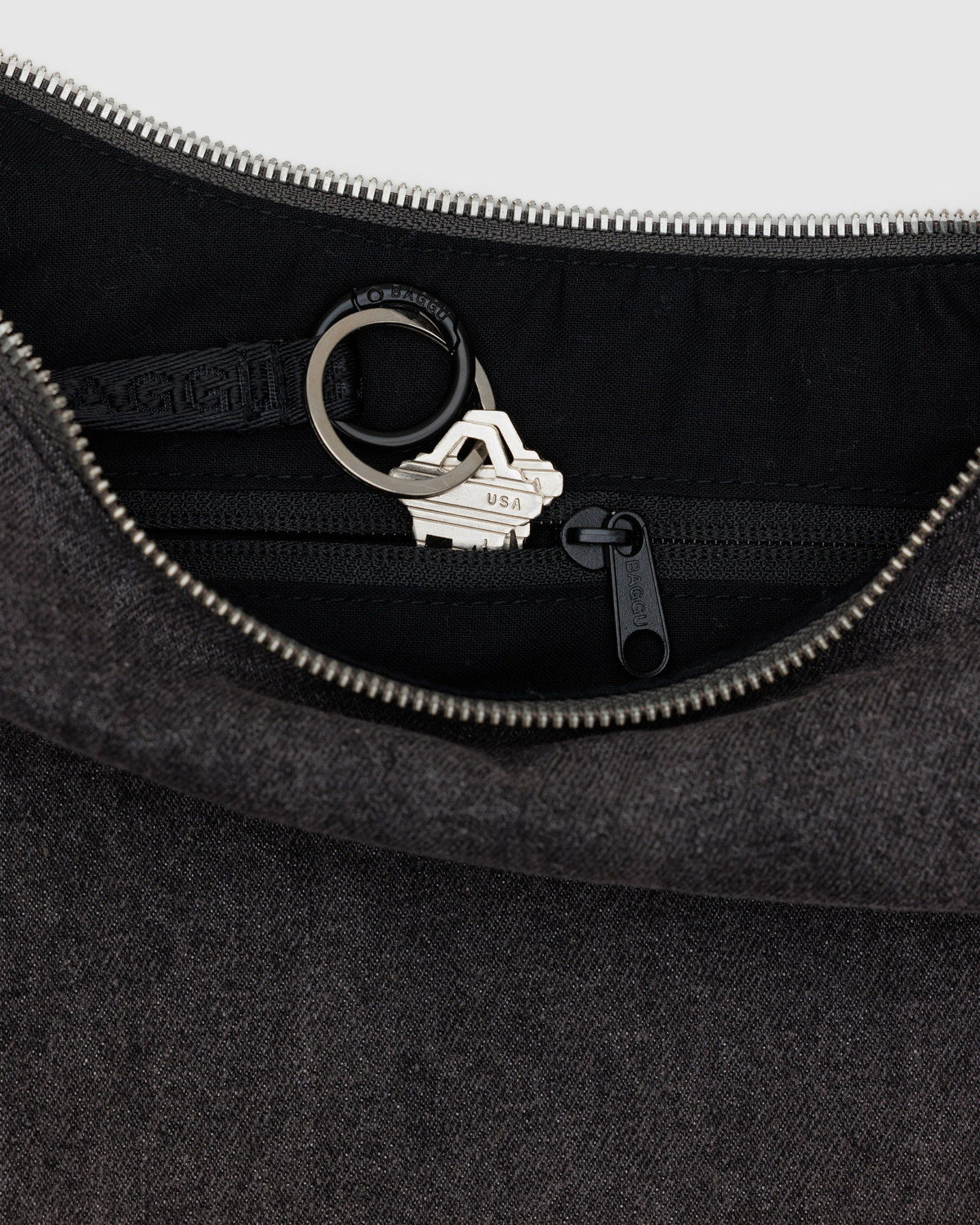 Medium Denim Crescent Bag Washed Black Denim