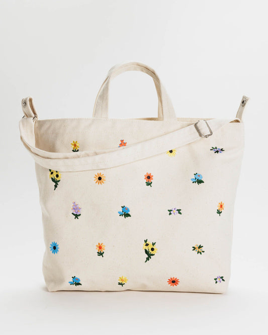 Horizontal Zip Duck Bag Embroidered Ditsy Floral