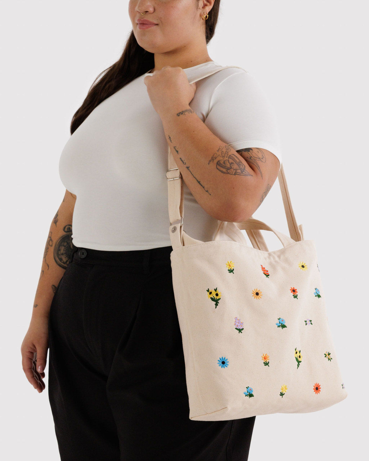 Horizontal Zip Duck Bag Embroidered Ditsy Floral