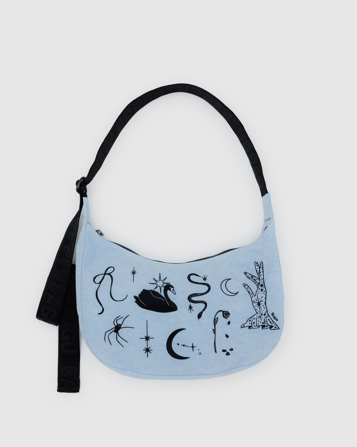 Medium Nylon Crescent Bag Embroidered Ballet Icons
