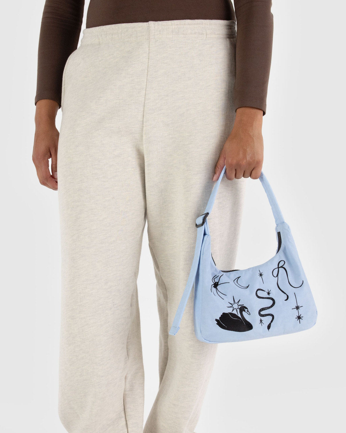 Mini Nylon Shoulder Bag  Embroidered Ballet Icons