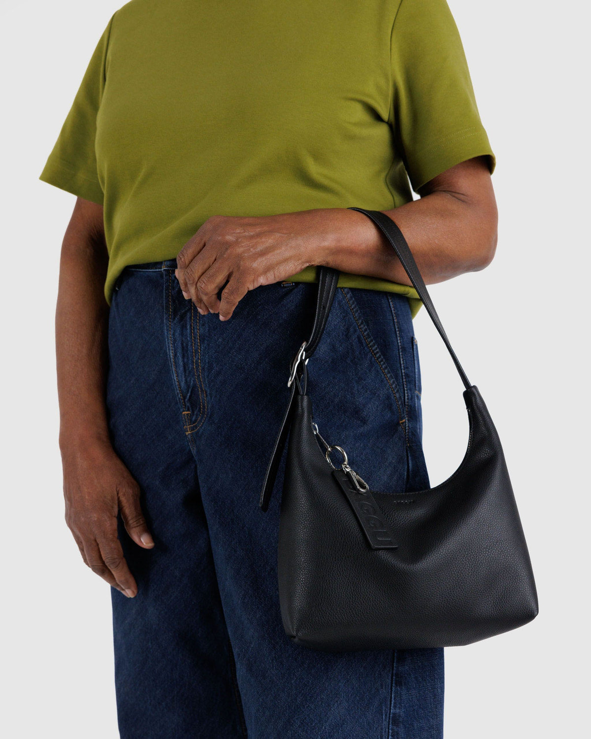 Mini Recycled Leather Shoulder Bag Black