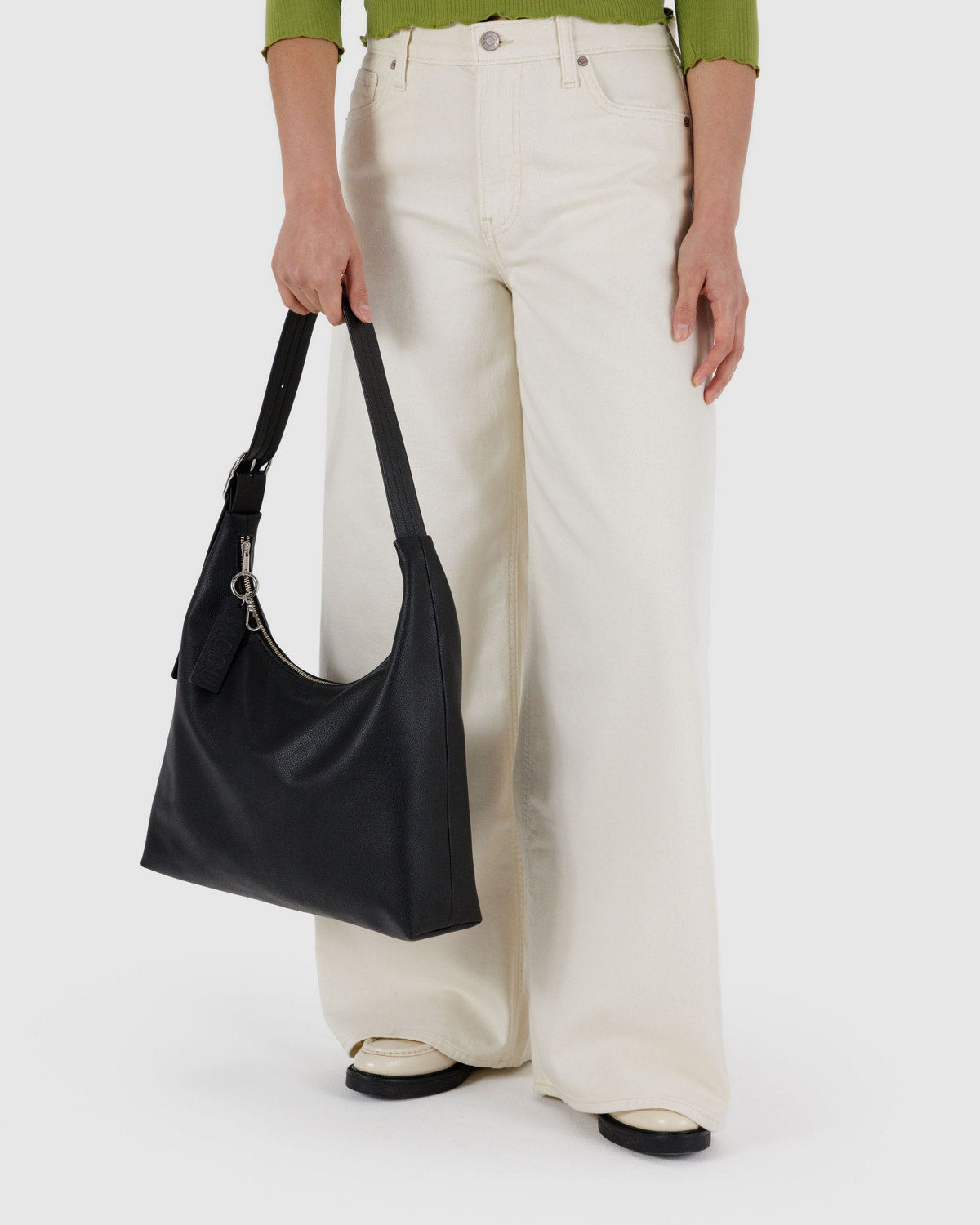 Recycled Leather Shoulder Bag Black