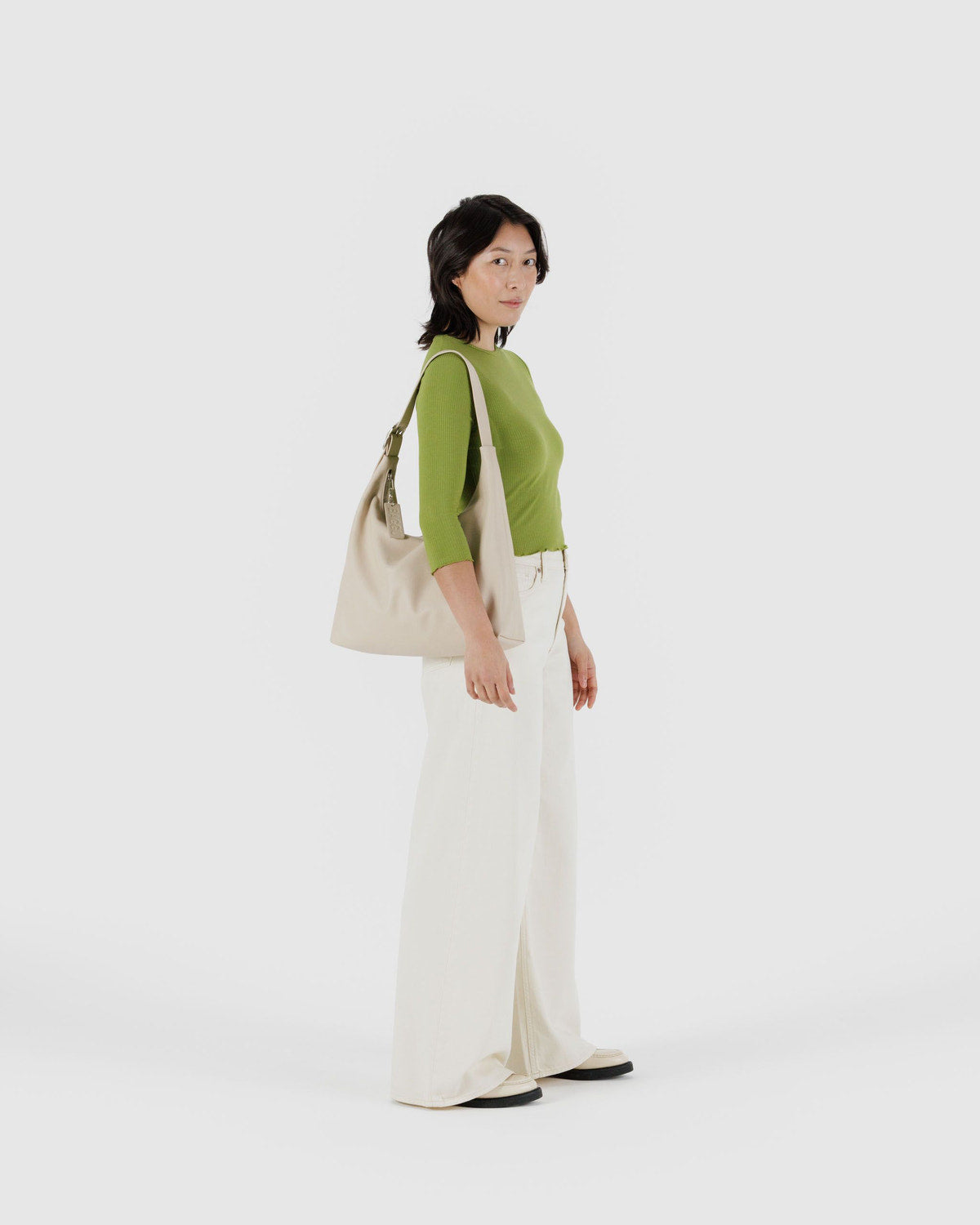 Recycled Leather Shoulder Bag Stone