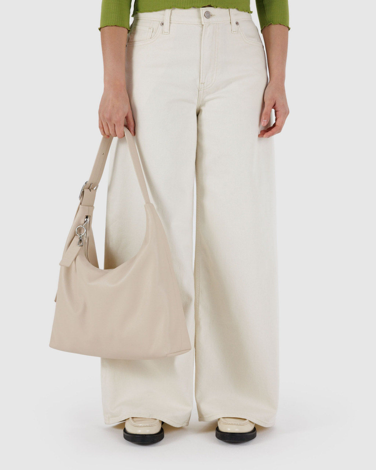 Recycled Leather Shoulder Bag Stone