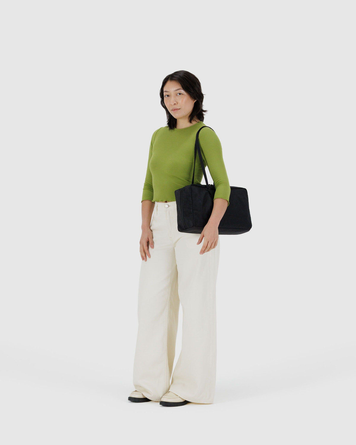 Medium Nylon Bowler Bag Black