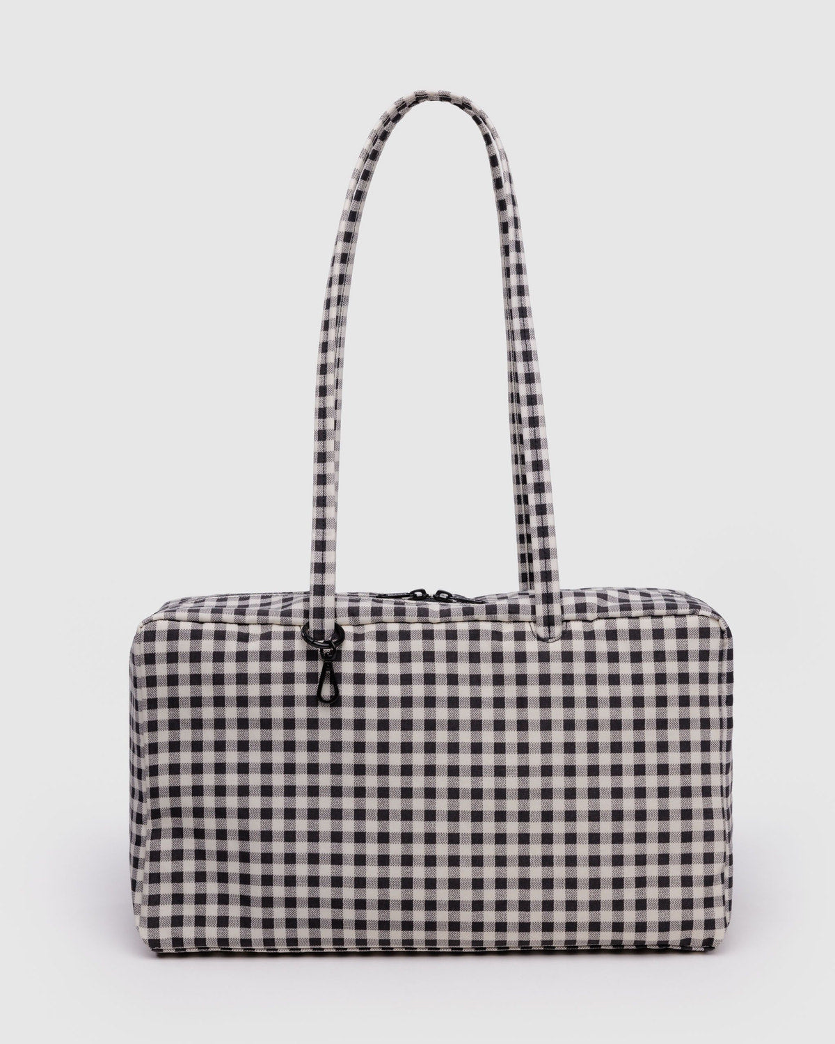 Medium Nylon Bowler Bag Black & White Gingham