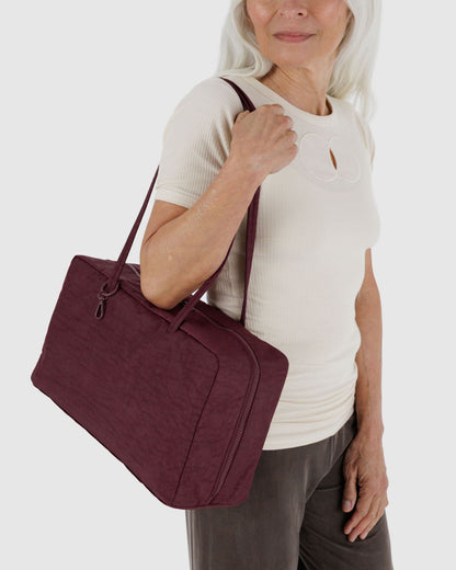 Medium Nylon Bowler Bag Mahogany