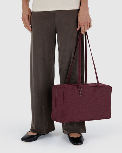 Medium Nylon Bowler Bag Mahogany