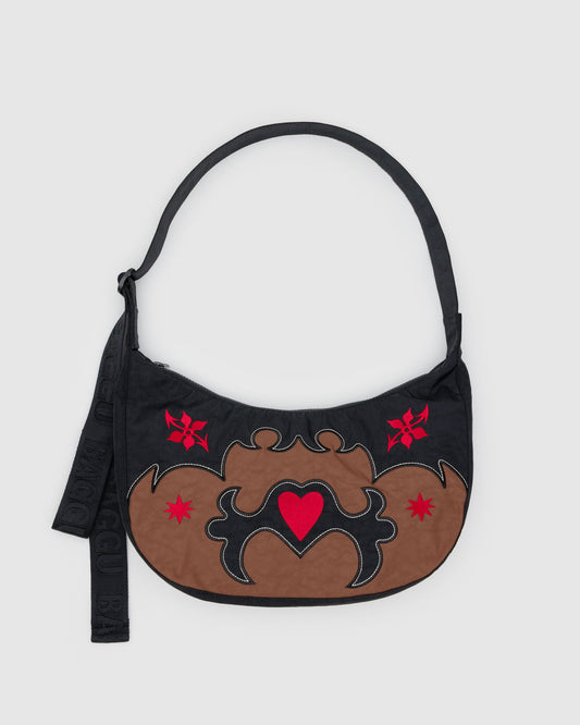 Medium Nylon Crescent Bag Western Appliqué