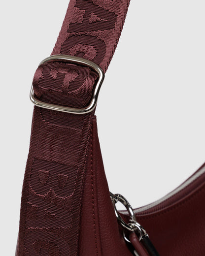 Medium Recycled Leather Crescent Bag Mahogany