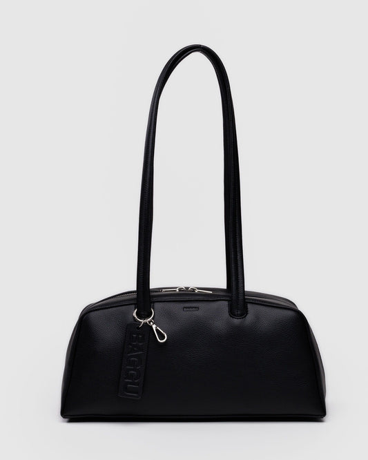 Recycled Leather Bowler Bag Black