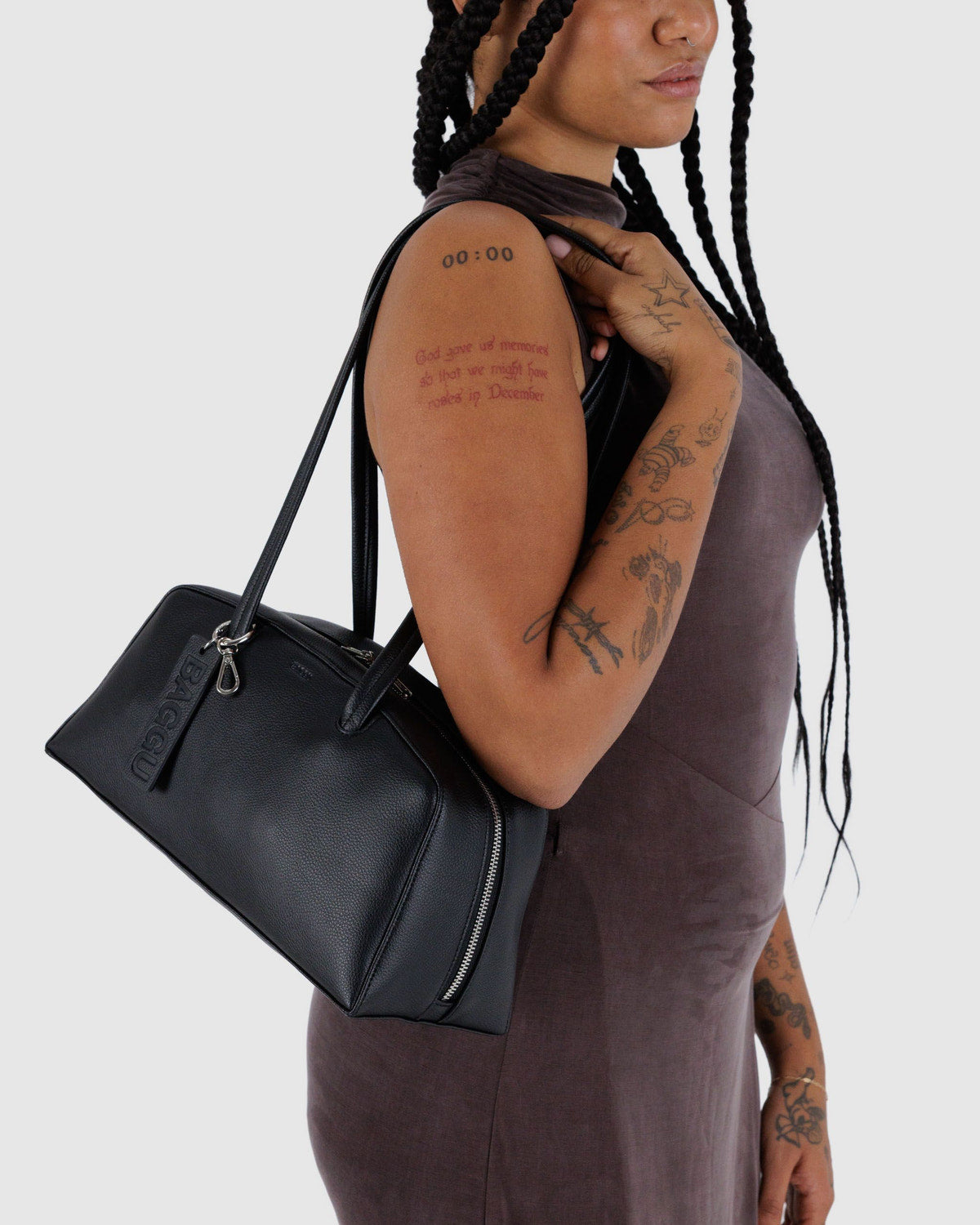Recycled Leather Bowler Bag Black