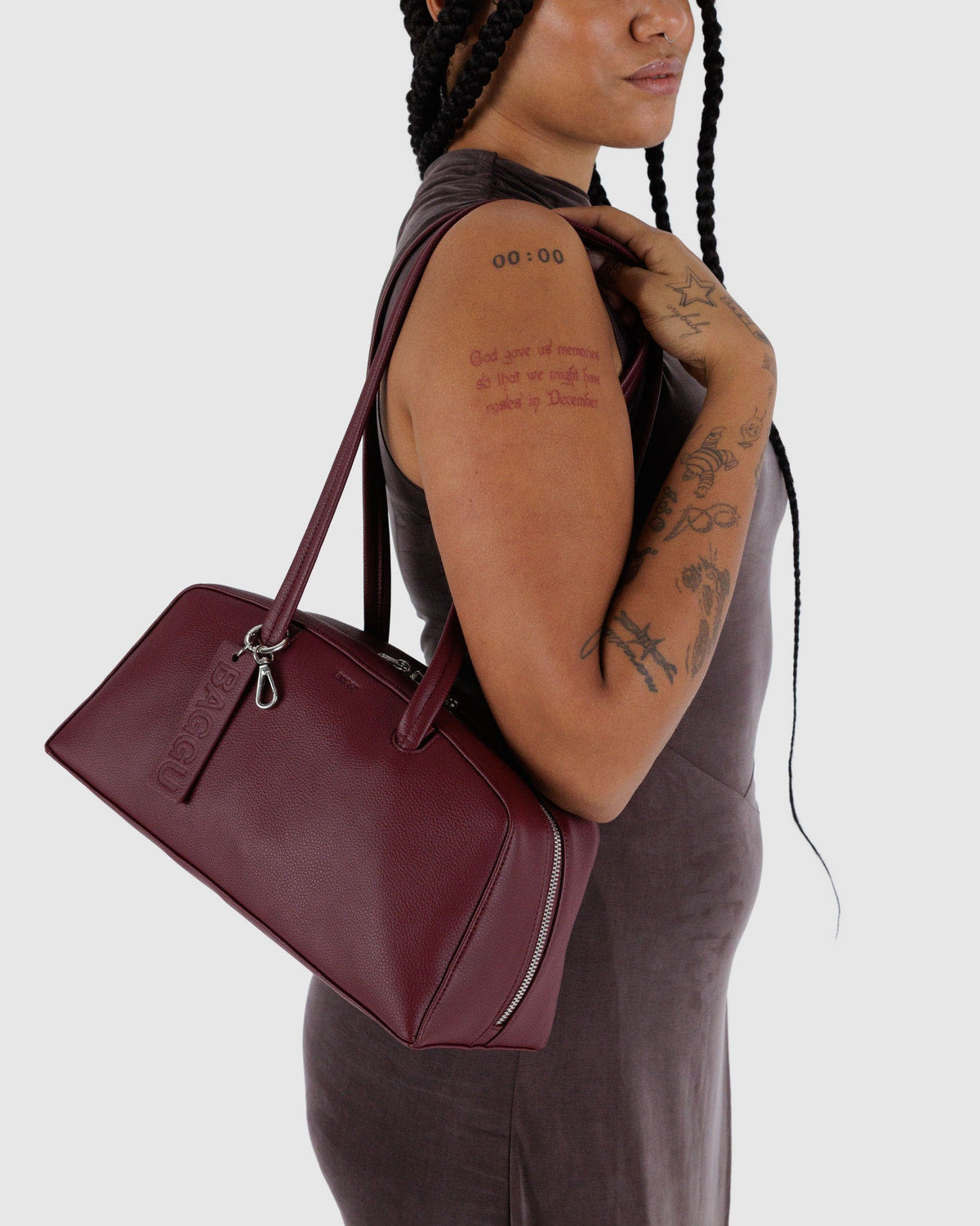 Recycled Leather Bowler Bag Mahogany