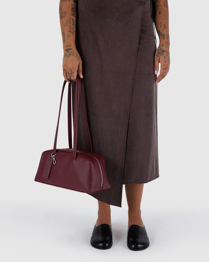 Recycled Leather Bowler Bag Mahogany