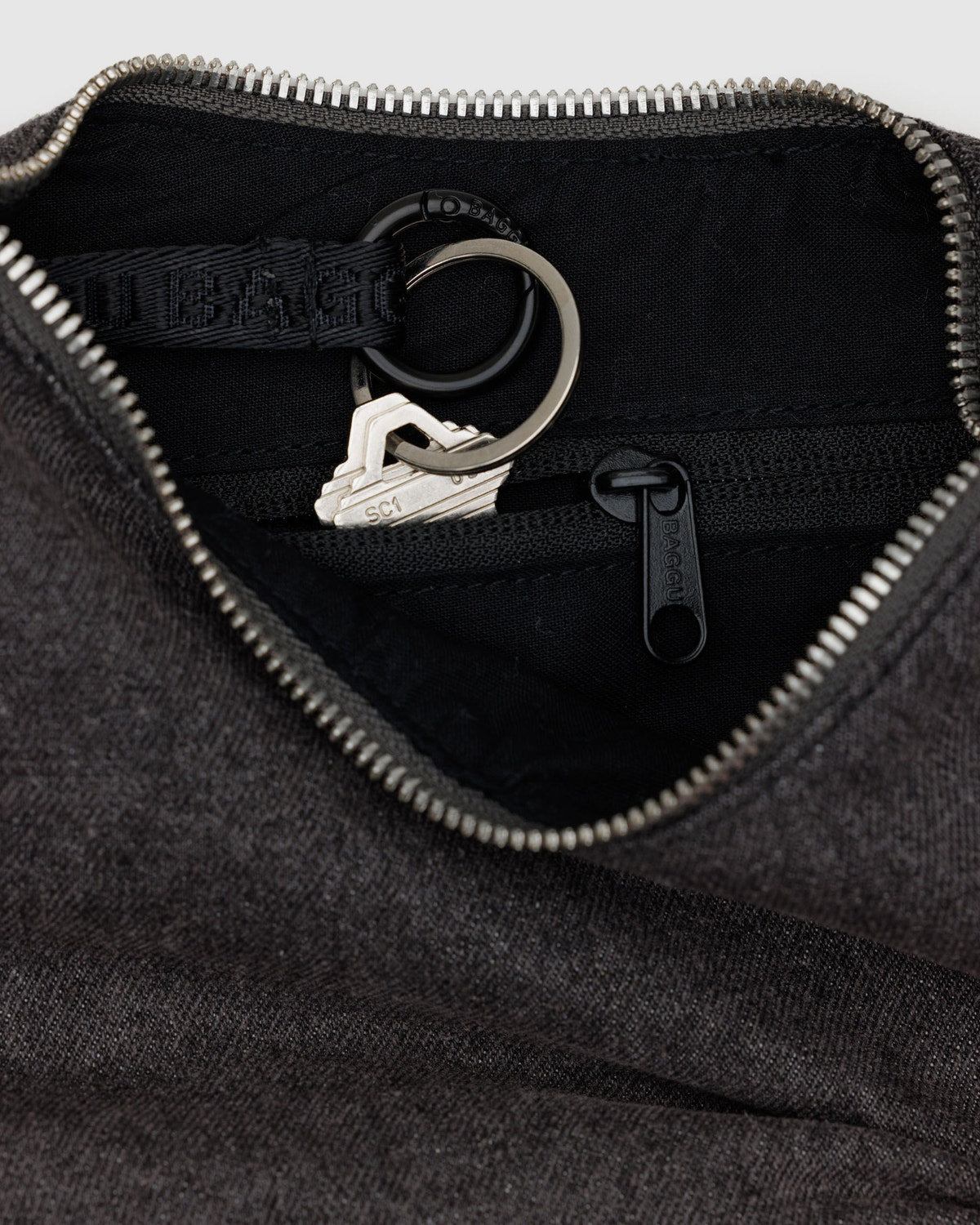 Small Denim Crescent Bag Washed Black Denim