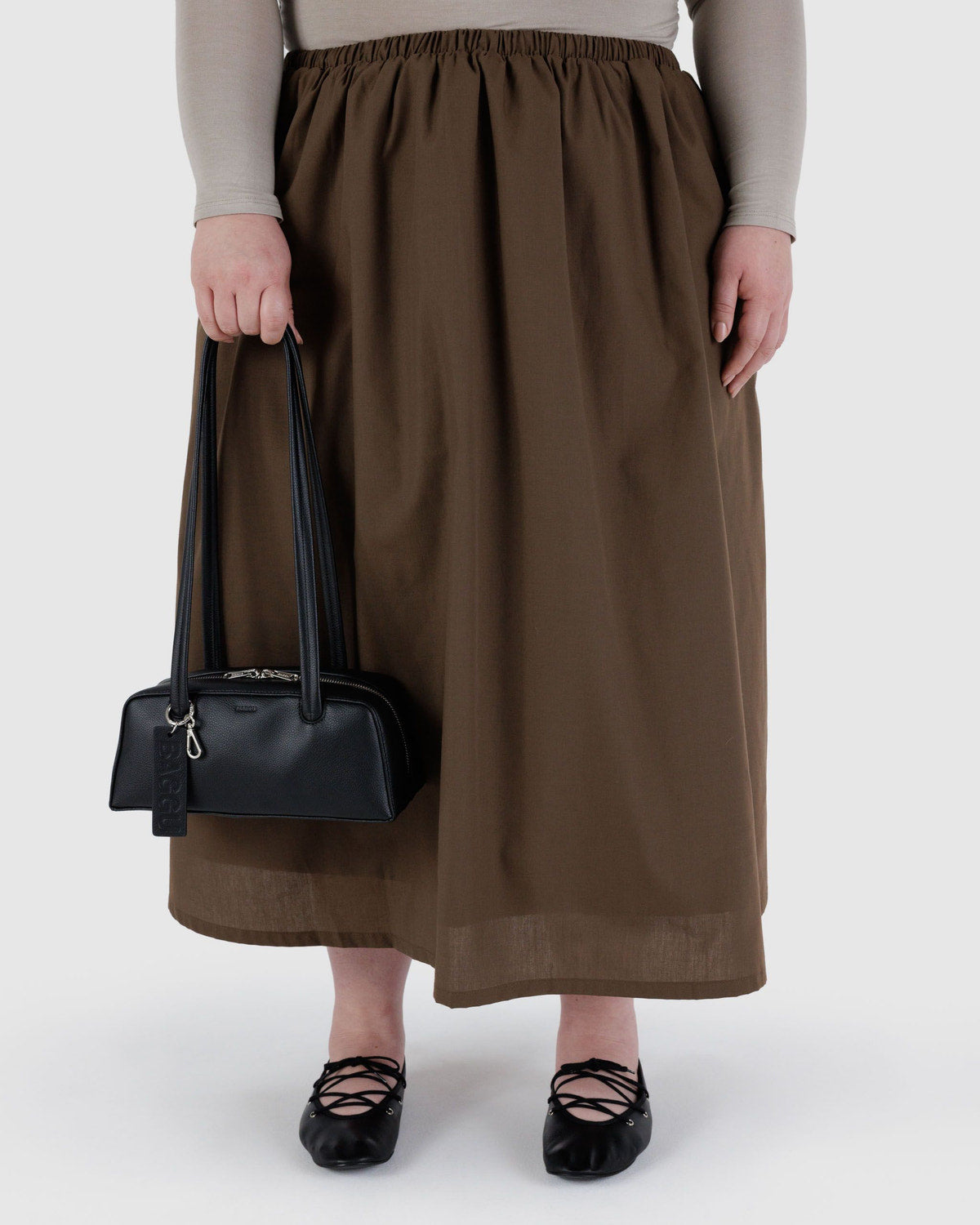 Small Recycled Leather Bowler Bag Black