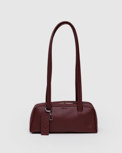 Small Recycled Leather Bowler Bag Mahogany
