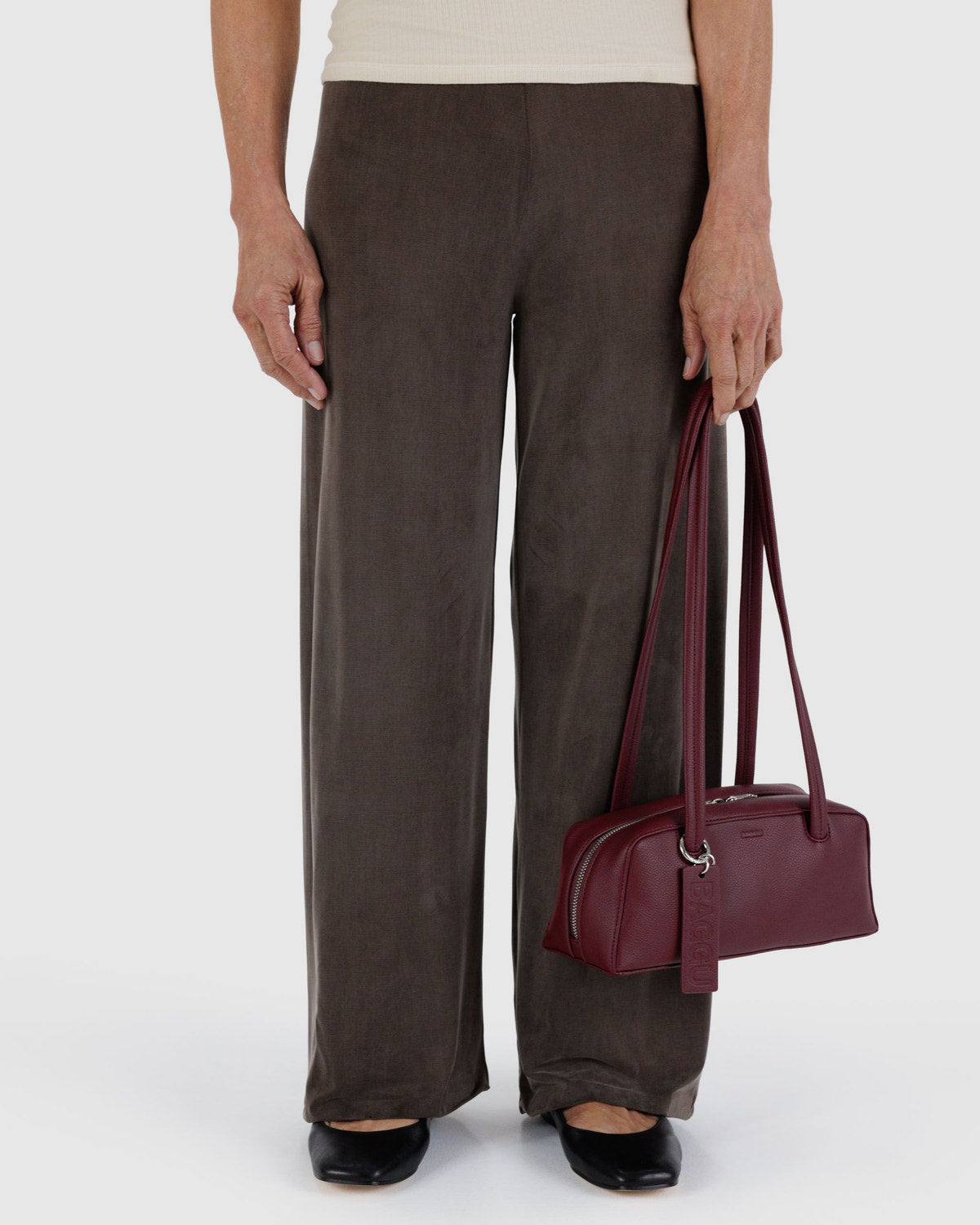 Small Recycled Leather Bowler Bag Mahogany