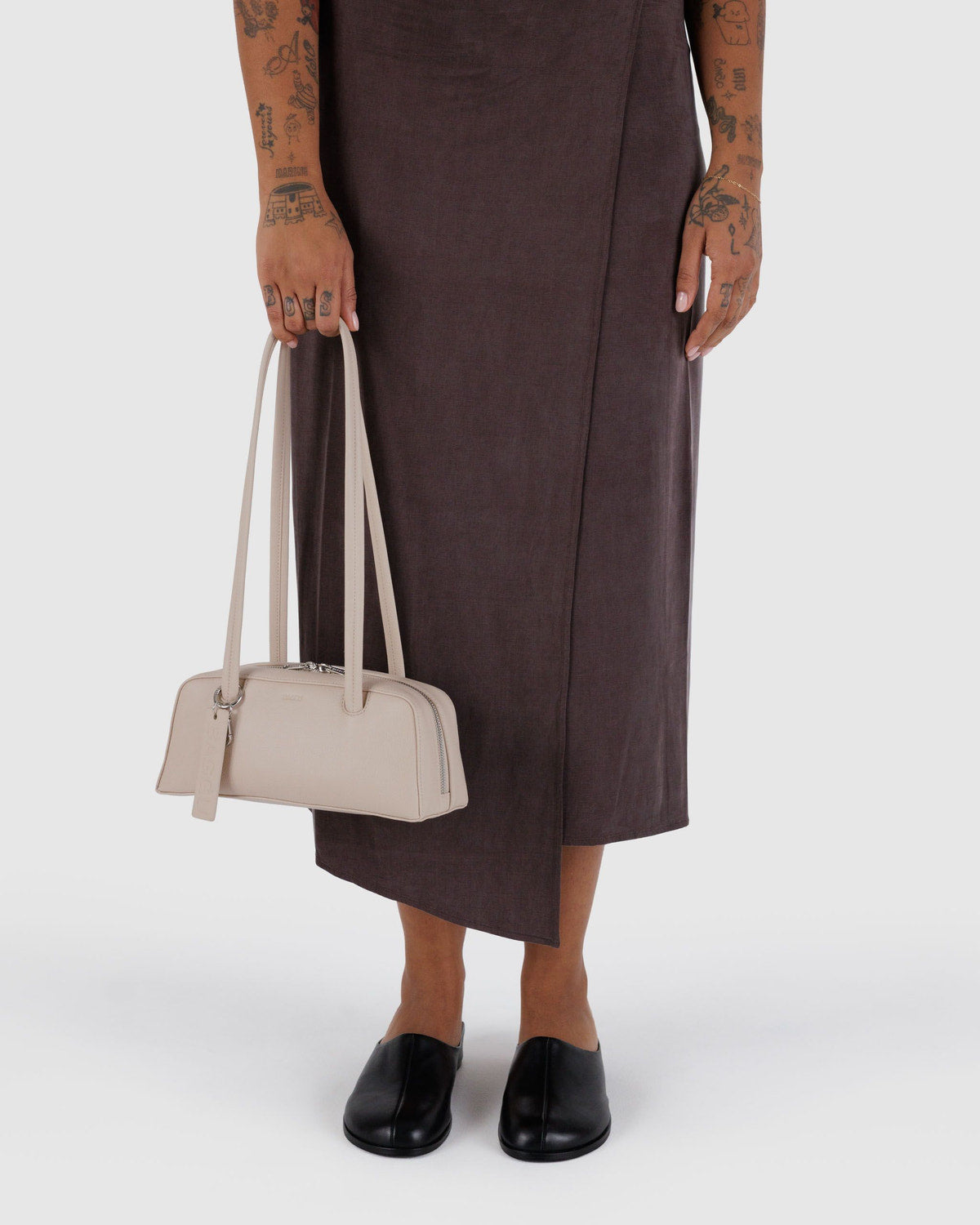 Small Recycled Leather Bowler Bag Stone