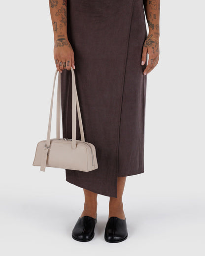 Small Recycled Leather Bowler Bag Stone