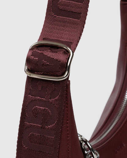 Small Recycled Leather Crescent Bag Mahogany