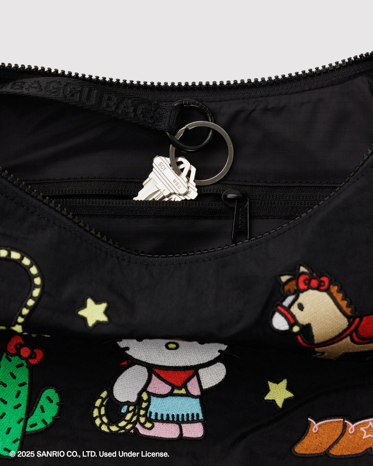 Medium Nylon Crescent Bag Embroidered Hello Kitty Western