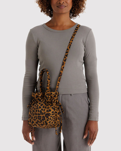 Nylon Drawstring Bag Leopard
