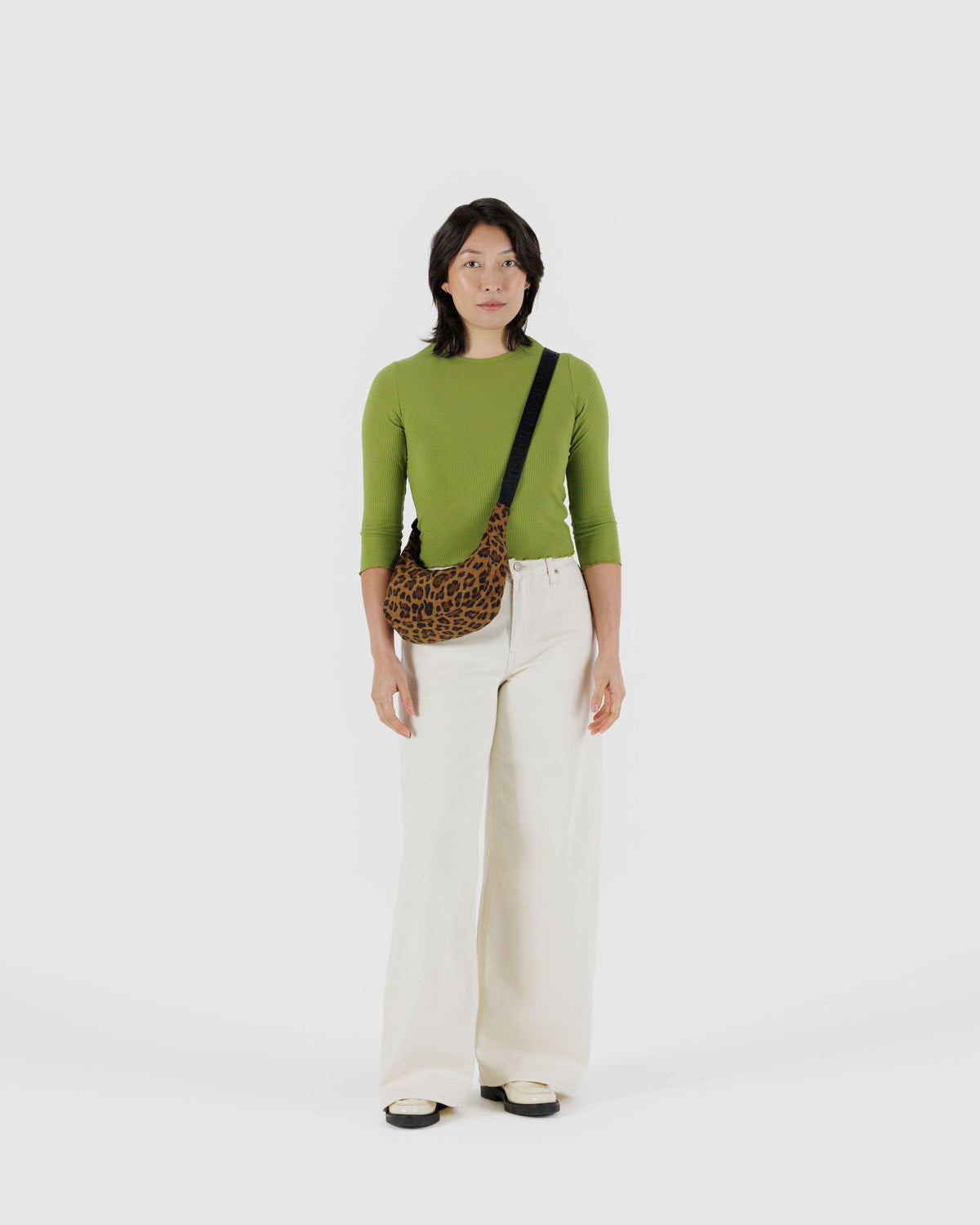 Small Nylon Crescent Bag Leopard