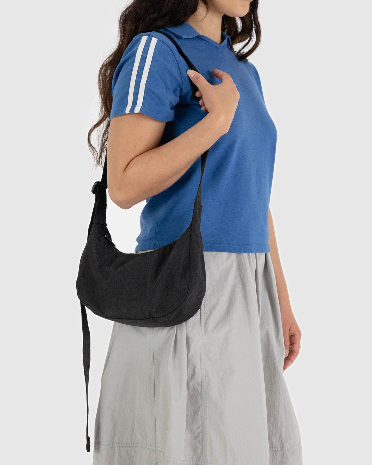 Small Nylon Crescent Bag Black