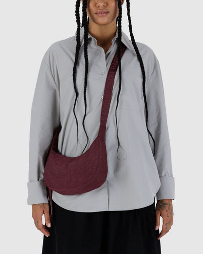 Small Nylon Crescent Bag Mahogany