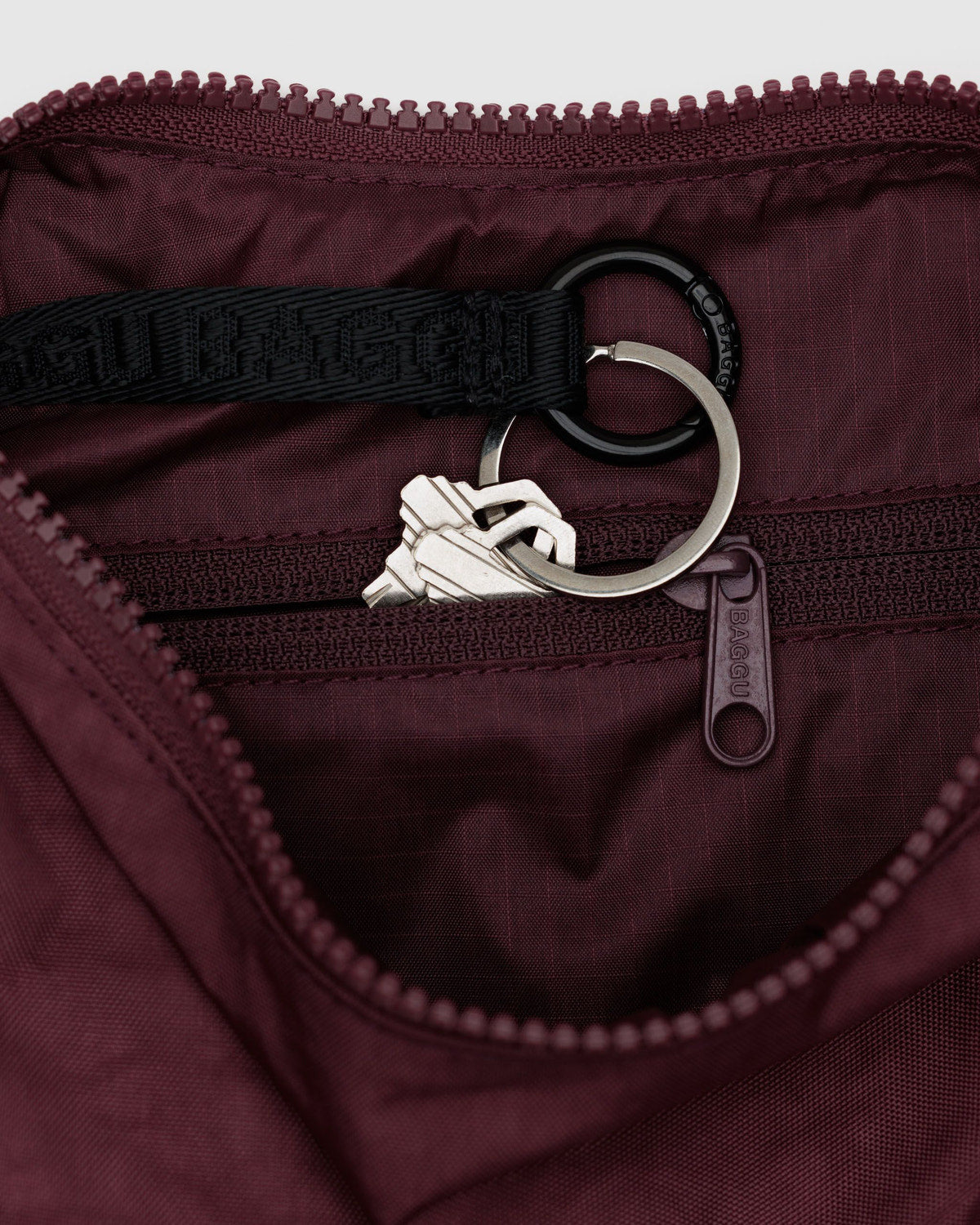 Small Nylon Crescent Bag Mahogany