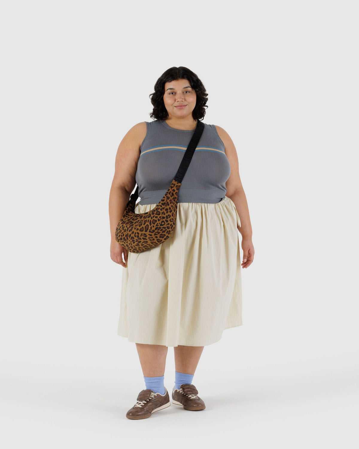 Medium Nylon Crescent Bag Leopard