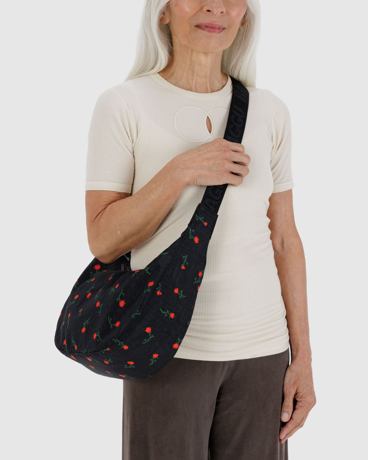 Medium Nylon Crescent Bag Painted Wildflower