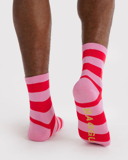 Crew Sock Pink Stripe
