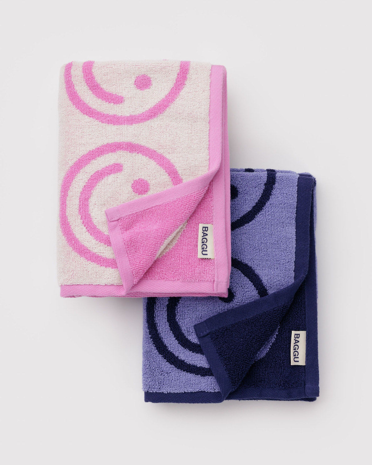 Hand Towel Set of 2 Happy Pink Blue