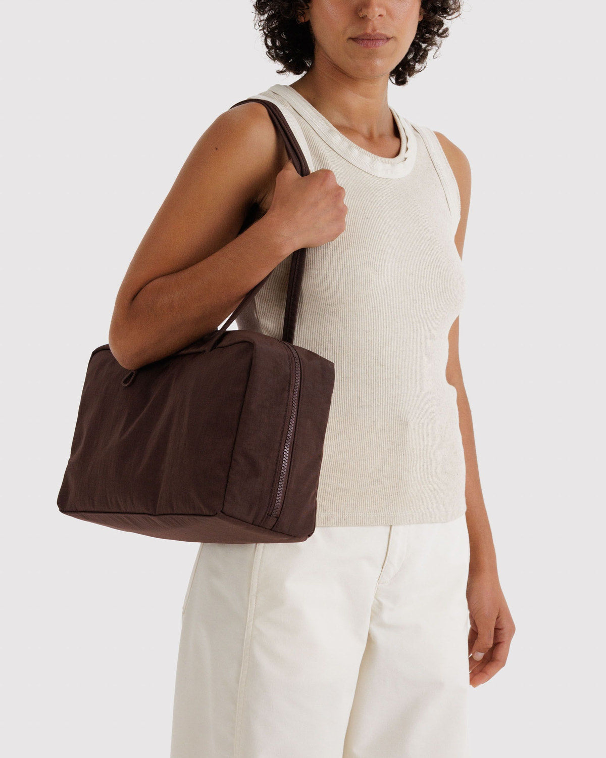 Medium Nylon Bowler Bag Coffee