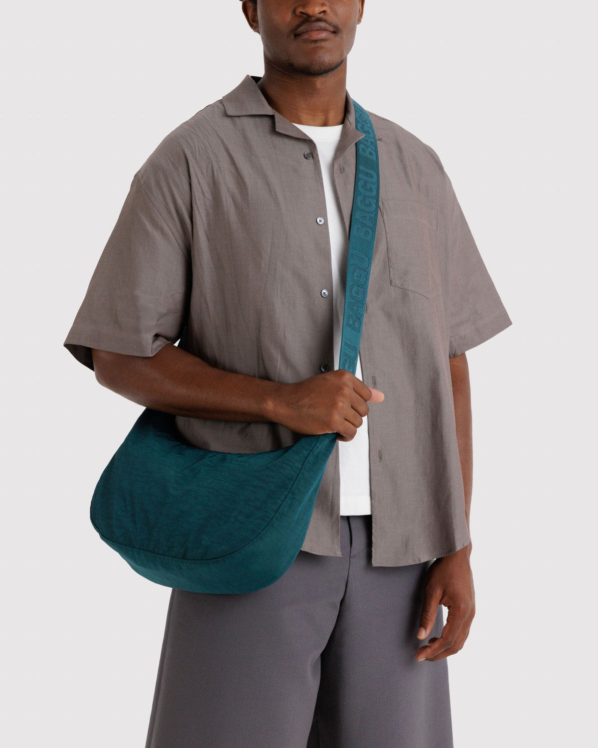 Medium Nylon Crescent Bag Deep Sea