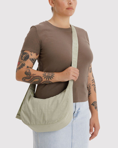 Medium Nylon Crescent Bag Celadon