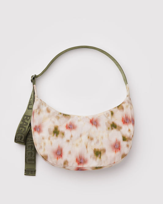 Medium Nylon Crescent Bag Abstract Floral