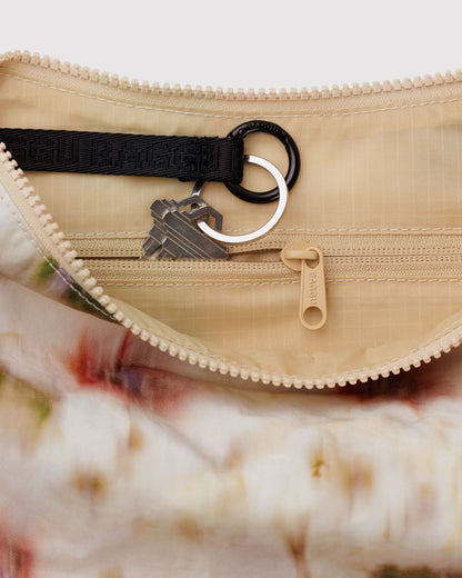 Medium Nylon Crescent Bag Abstract Floral