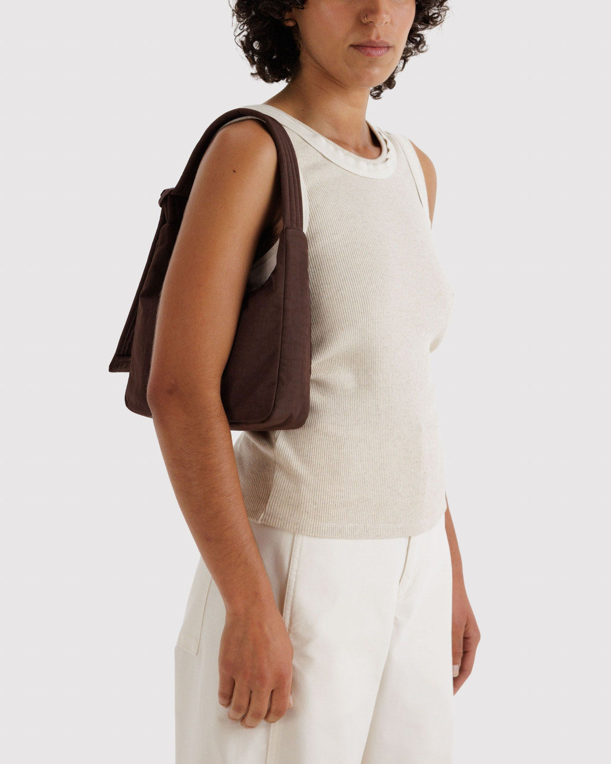 Mini Nylon Shoulder Bag  Coffee