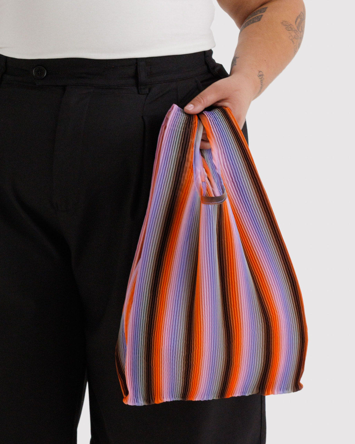 Pleated Baggu Gradient Stripe Poppy & Lilac