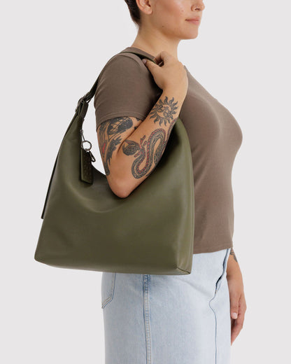 Recycled Leather Shoulder Bag Loden