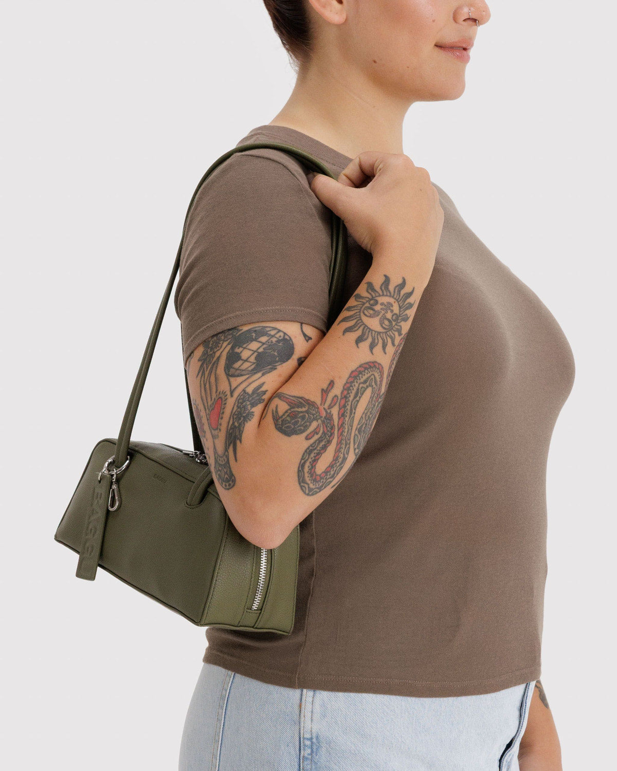 Small Recycled Leather Bowler Bag Loden