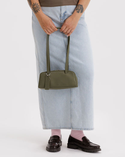 Small Recycled Leather Bowler Bag Loden