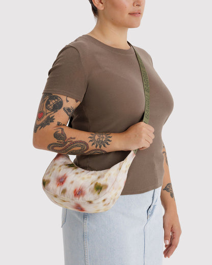 Small Nylon Crescent Bag Abstract Floral