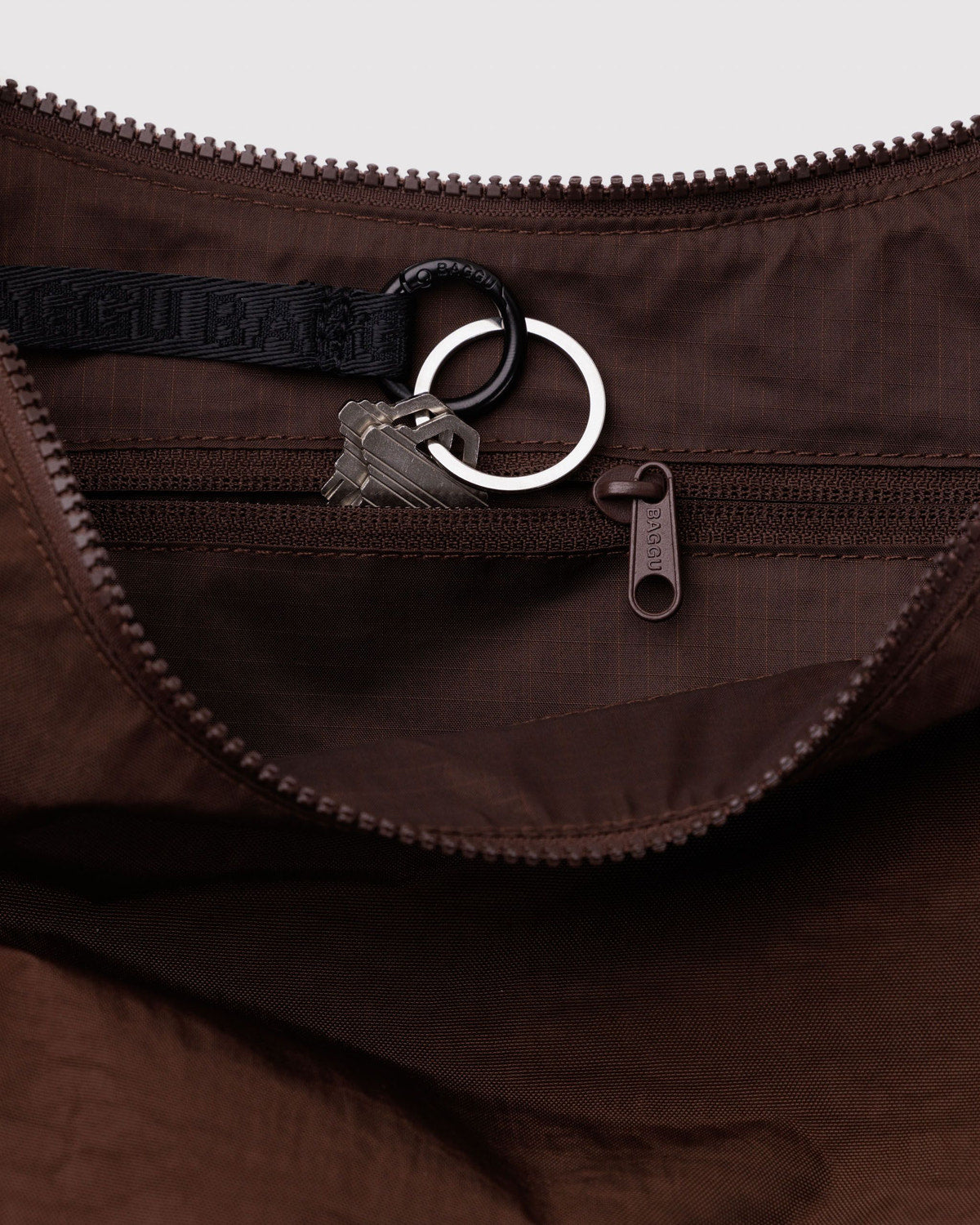 Medium Nylon Crescent Bag Coffee