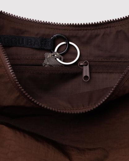 Medium Nylon Crescent Bag Coffee