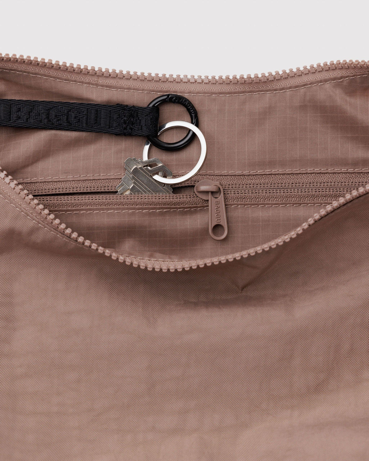 Medium Nylon Crescent Bag Toasted Almond